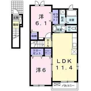 エクセレント・ベル B【2階】の間取り