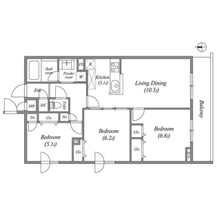 プライムガーデン若木【5階】の間取り