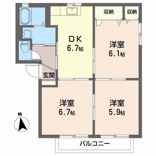 クレアールD【2階】の間取り