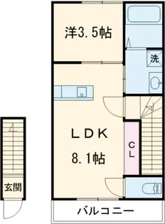 Casa Pacifica 喜田村【2階】の間取り