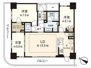 パークホームズ仙台中央【19階】の間取り