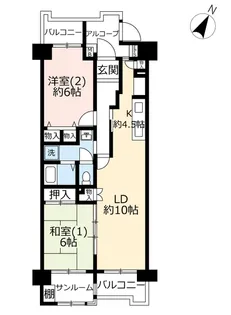 URビューコート仏向【2階】の間取り