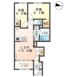 富山市中島新築アパート【1階】の間取り