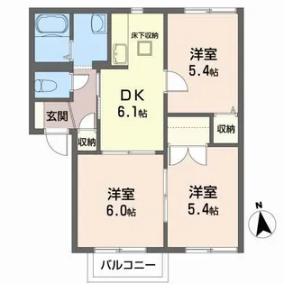 セダープラザB【1階】の間取り