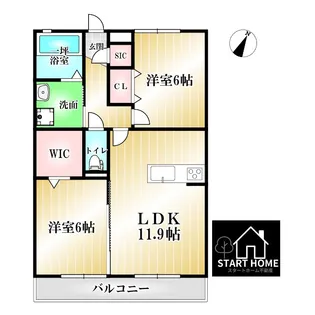 サンシャイン見白B【1階】の間取り