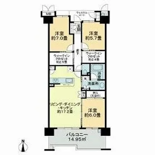 ルネ・エアズヒル4番館【6階】の間取り