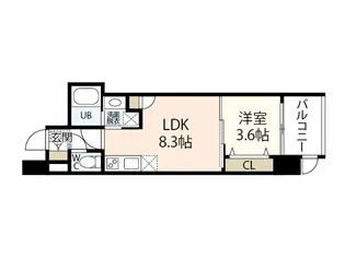 S-RESIDENCE新白島駅前【1階】の間取り