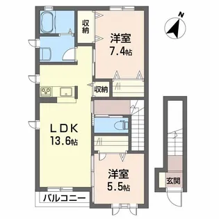 エターナル・グリーンI【2階】の間取り