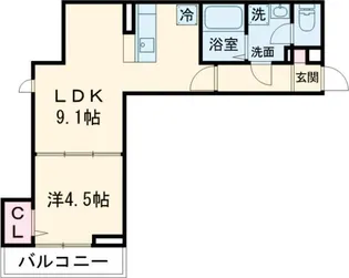 グラナーデ扇I D【3階】の間取り