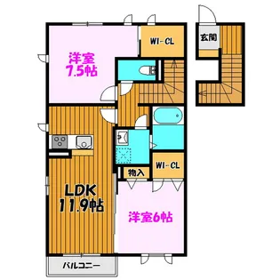 シャーメゾンポワール【2階】の間取り