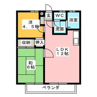 サンライフW B【1階】の間取り