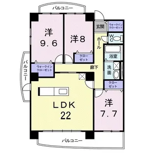 メジャーワン【1階】の間取り