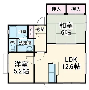 グリーンヒル山手B【1階】の間取り