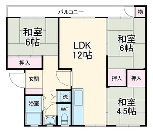 青葉台住宅団地12号棟【3階】の間取り