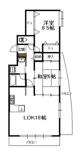 パークコート老松(2LDK)【3階】の間取り
