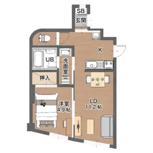 ファーニッシュド・ステイ長野市役所南【1階】の間取り
