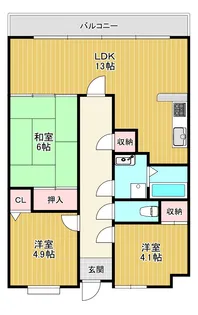 インセナルド野岸【3階】の間取り