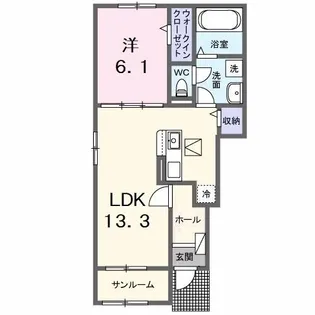アルーン富岡 B【1階】の間取り