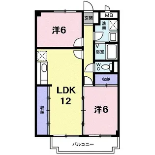 アシーネ三田天神【2階】の間取り
