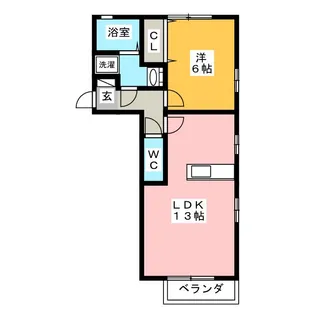ウィルモアにしきB棟【1階】の間取り