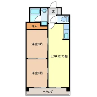 スカイタウン上浜【5階】の間取り