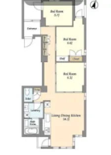 Huit神楽坂【3階】の間取り