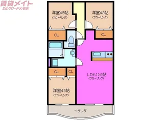 クラージュ【3階】の間取り