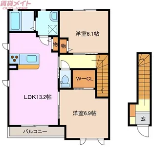 リーフガーデンハイツE棟【2階】の間取り