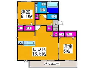 インペリアル ガ-デンB棟【3階】の間取り