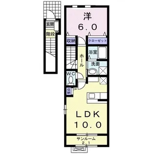 フルールスA【2階】の間取り
