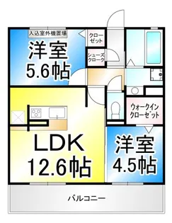 リヴェール中御所 B【2階】の間取り