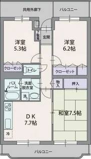 ソレアード京塚原【1階】の間取り