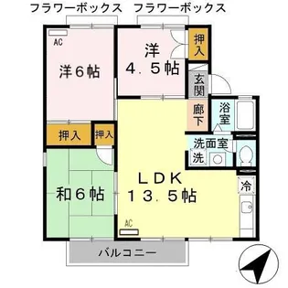 シティーハウスウエハラA棟【2階】の間取り