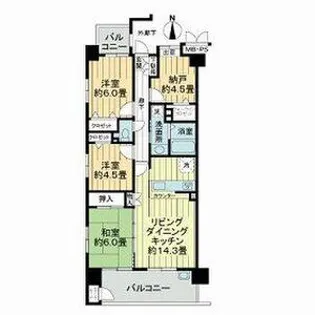 ライオンズガーデン武庫之荘【2階】の間取り
