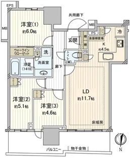 幕張ベイパーク ライズゲートタワー【38階】の間取り