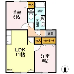 セジュール虹ヶ丘 C【2階】の間取り