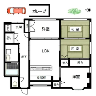 ルミエール亀谷【1階】の間取り