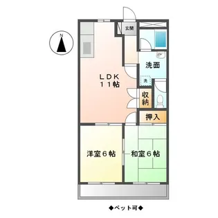 TハピネスA・B【2階】の間取り