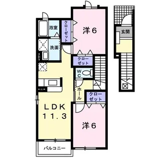 ロイヤルステージ・アイA【2階】の間取り