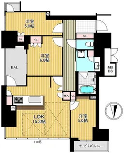 ローレルタワー御堂筋本町【8階】の間取り