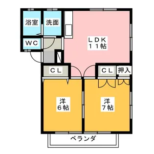 ヒルズガーデン B【1階】の間取り