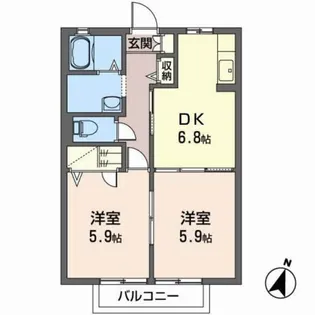 フレグランスあおばA【2階】の間取り