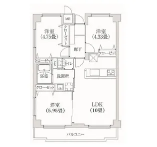 コスモリード学芸大学【3階】の間取り