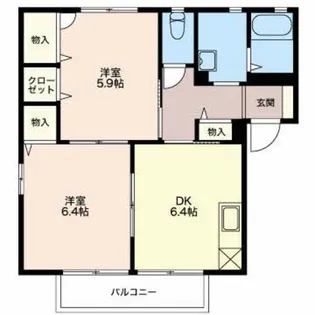 2DKの間取り画像