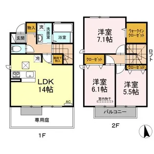 岡山県岡山市北区下中野【一戸建】の間取り