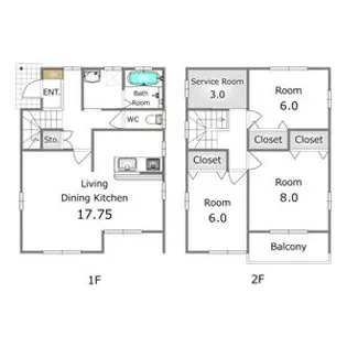 栃木県宇都宮市下岡本町【一戸建】の間取り