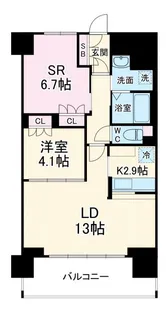リーラ横浜川和町【9階】の間取り