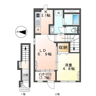 アン ルシオール(un luciole)【2階】の間取り