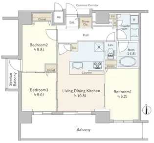 プレサンスタワー難波WEST【11階】の間取り