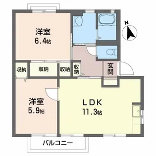ディアス富田【2階】の間取り